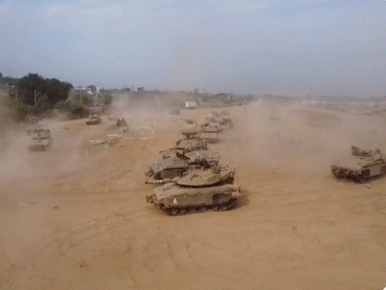 Israel Hamas War Israeli Tanks Reach Gaza Border For Planned Ground Invasion IDF Shares Visuals  Israeli Tanks Reach Gaza Border For Planned Ground Invasion, IDF Shares Visuals 