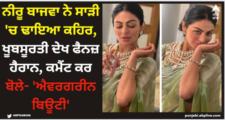 neeru bajwa sizzles in saaree fans shower immense love on her new pics Neeru Bajwa: ਨੀਰੂ ਬਾਜਵਾ ਨੇ ਸਾੜੀ 'ਚ ਢਾਇਆ ਕਹਿਰ, ਖੂਬਸੂਰਤੀ ਦੇਖ ਫੈਨਜ਼ ਹੈਰਾਨ, ਕਮੈਂਟ ਕਰ ਬੋਲੇ- 'ਐਵਰਗਰੀਨ ਬਿਊਟੀ'