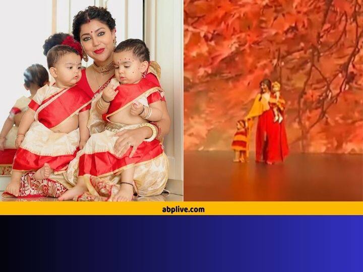 Debina Banerjee ramp walk twinning with both her daughters fans showered love दोनों बेटियों के साथ ट्विनिंग करते हुए Debina Bonnerjee ने किया रैंप वॉक, वीडियो पर फैंस ने बरसाया प्यार