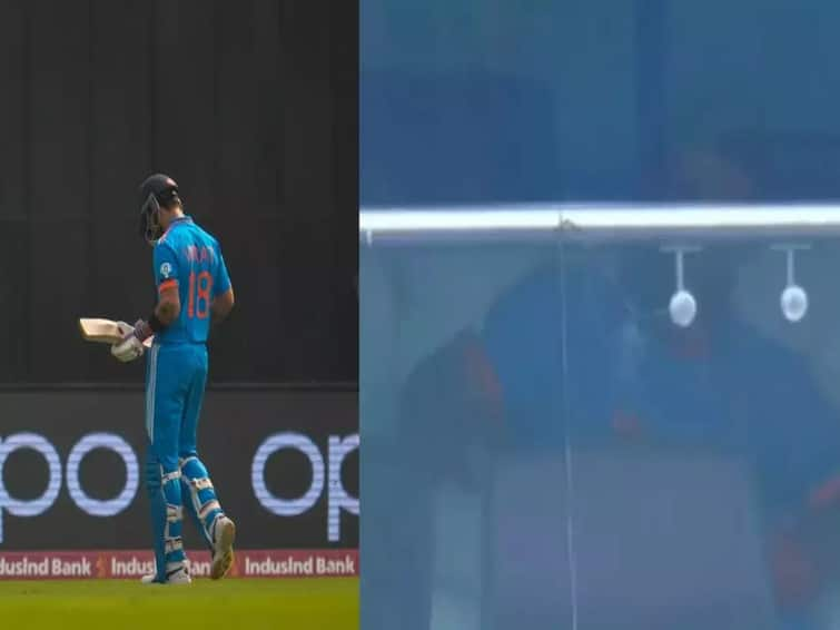 ICC World Cup: Watch - Virat Kohli punches the sofa in dressing room after getting out for a duck vs England Watch Video: ’அன்று’ தலையில் அடித்துக்கொண்ட கோலி... ’இன்று’ ஷோஃபாவில் குத்து விட்டார்- இணையத்தில் வீடியோ வைரல்!