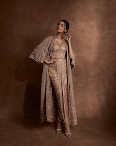 Tara Sutaria Shines Bright In A Golden Embroidered Gown - SEE PICS