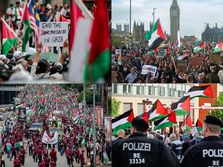 Pro Palestine Protest Israel Ceasefire London, Malaysia France Germany New Zealand Turkey Gaza Strip 'End Massacre In Gaza': Massive Protests In Support Of Palestine In London, Malaysia. Defy Curbs In France