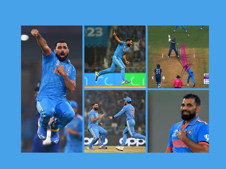 mohammed shami becomes the quicket to pick 40 wickets in the world cup history Mohammed Shami : मोहम्मद शमी बाॅल नाही एकेक 'तोफगोळा' फेकतोय! वर्ल्डकपमध्ये फक्त 13 सामन्यात 40 बळी अन् विक्रमांचा 'हिमालय'