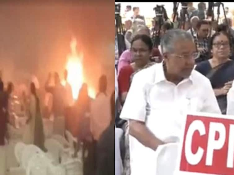 Kerala CM Pinarayi Vijayan addressed an all-party meeting regarding the blast incident at Kalamacchery, Kochi Kerala Bomb Blast :'களமச்சேரி குண்டு வெடிப்பு துரதிர்ஷ்டவசமானது’.. நாளை அனைத்து கட்சிக்கு அழைப்பு விடுத்த முதல்வர் பினராயி!