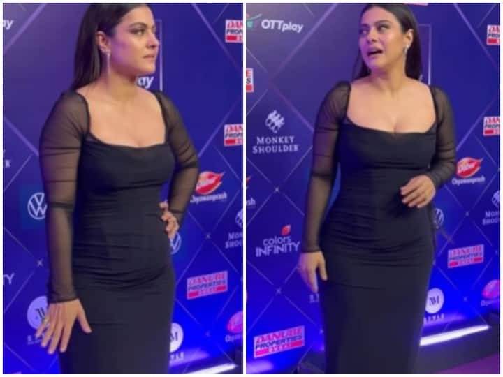 kajol got trolled in her uncomfortable black dress netizen says pet bahar aa raha hai 49 की उम्र में इतनी टाइट ड्रेस पहनकर इवेंट में पहुंचीं Kajol, लोगों ने उड़ाया मजाक, कहा- 'पेट बाहर आ रहा है...'