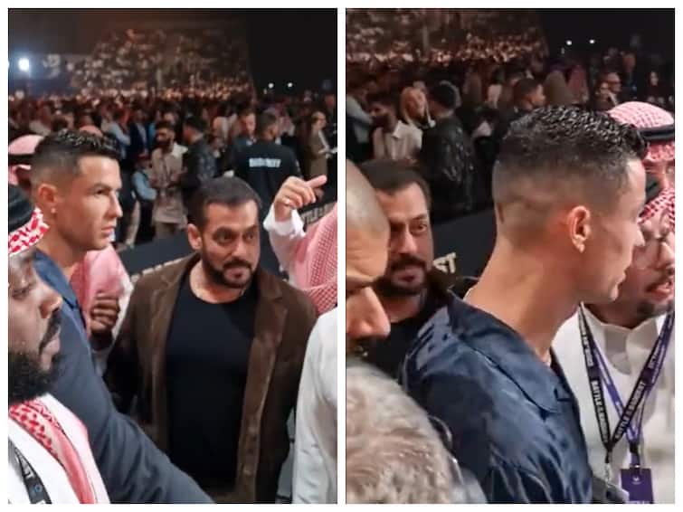 Salman Khan Gets Ignored By Cristiano Ronaldo At A Boxing Match, Watch Viral Video Salman Khan Gets Ignored By Cristiano Ronaldo At A Boxing Match, Watch Viral Video