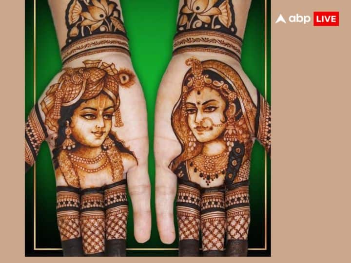 करवा चौथ के मौके पर आप राधा कृष्ण का ये प्यार और शानदार डिजाइन भी बनवा सकत हैं. एक हाथ पर कृष्ण जी और दूसरे हाथ पर राधा रानी.