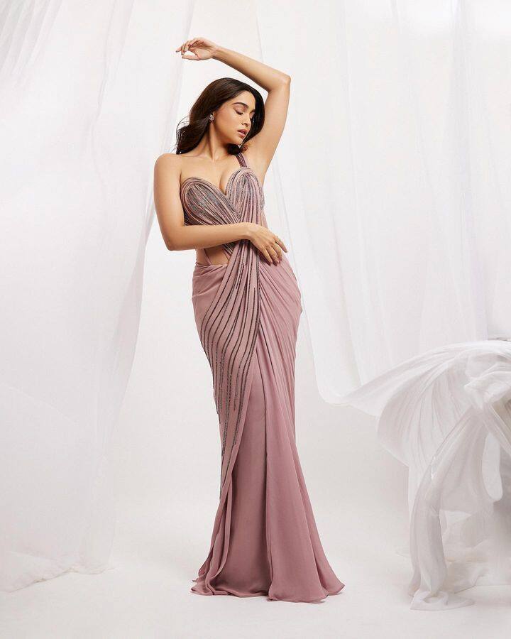 शर्वरीच्या ड्रेससोबतच तिची स्टाइलही धुमाकूळ घालत आहे. शर्वरीचे फोटो सोशल मीडियावर मोठ्या प्रमाणात व्हायरल होत आहेत.