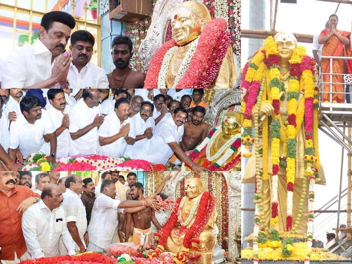 Thevar Jayanthi Celebrations : பசும்பொன் முத்துராமலிங்க தேவரின் பிறந்தநாளையொட்டி அரசியல் தலைவர்கள் பலர், அவரின் திருவுருவ சிலைக்கு மரியாதை செலுத்தினார்கள்.