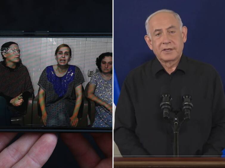 Israeli Hostage Hamas Video Benjamin Netanyahu Denounces as Cruel Propaganda 'Cruel Propaganda': Netanyahu Denounces Video Of 3 Israeli Hostages Released By Hamas