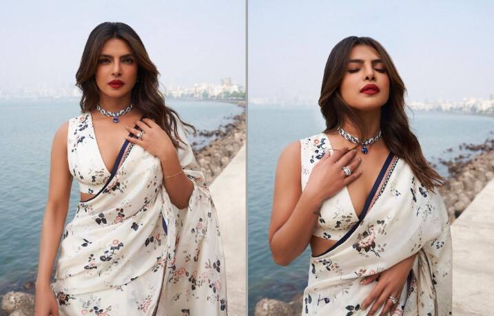 priyanka chopra: વ્હાઈટ સાડીમાં પ્રિયંકા ચોપરાએ કરાવ્યું શાનદાર ફોટોશૂટ, જુઓ તસવીરો