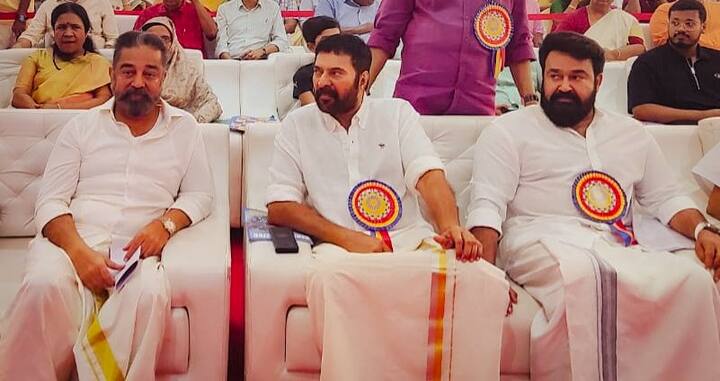 The three stalwarts of Indian cinema are seen together in this picture. (Image: X/@nammavar11)