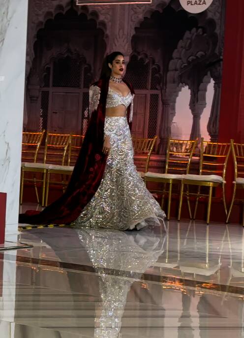 At Jio World Plaza Launch, Janhvi Kapoor In A Glimmering Silver Sequin  Cutout Lehenga Is Looking Like A Diwali Sparkler Through And Through
