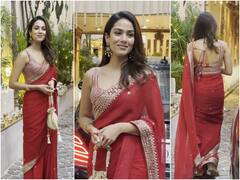 Karwa Chauth 2023: लाल साड़ी और माथे पर बिंदी लगाए बेहद खूबसूरत दिखीं Mira Rajput, हाथों में पूजा की थाली लिए यूं दिए पोज