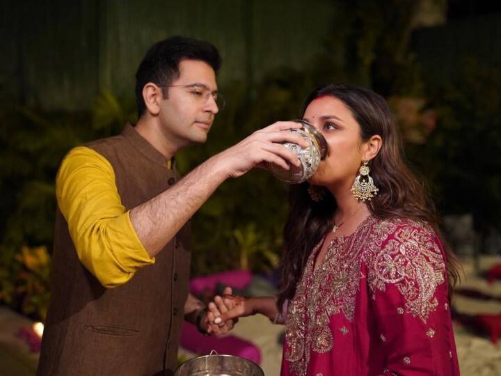 आप सांसद राघव चड्ढा ने पत्नी परिणीति चोपड़ा को पानी पिलाया और उनका व्रत तोड़ा.