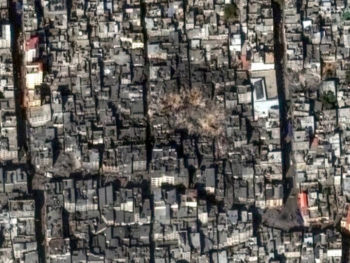 Maxar satellite imagery of damage seen at Jabalia, Gaza following an Israeli airstrike at the Gaza Strip’s largest refugee camp which killed 195. (Source: Getty)