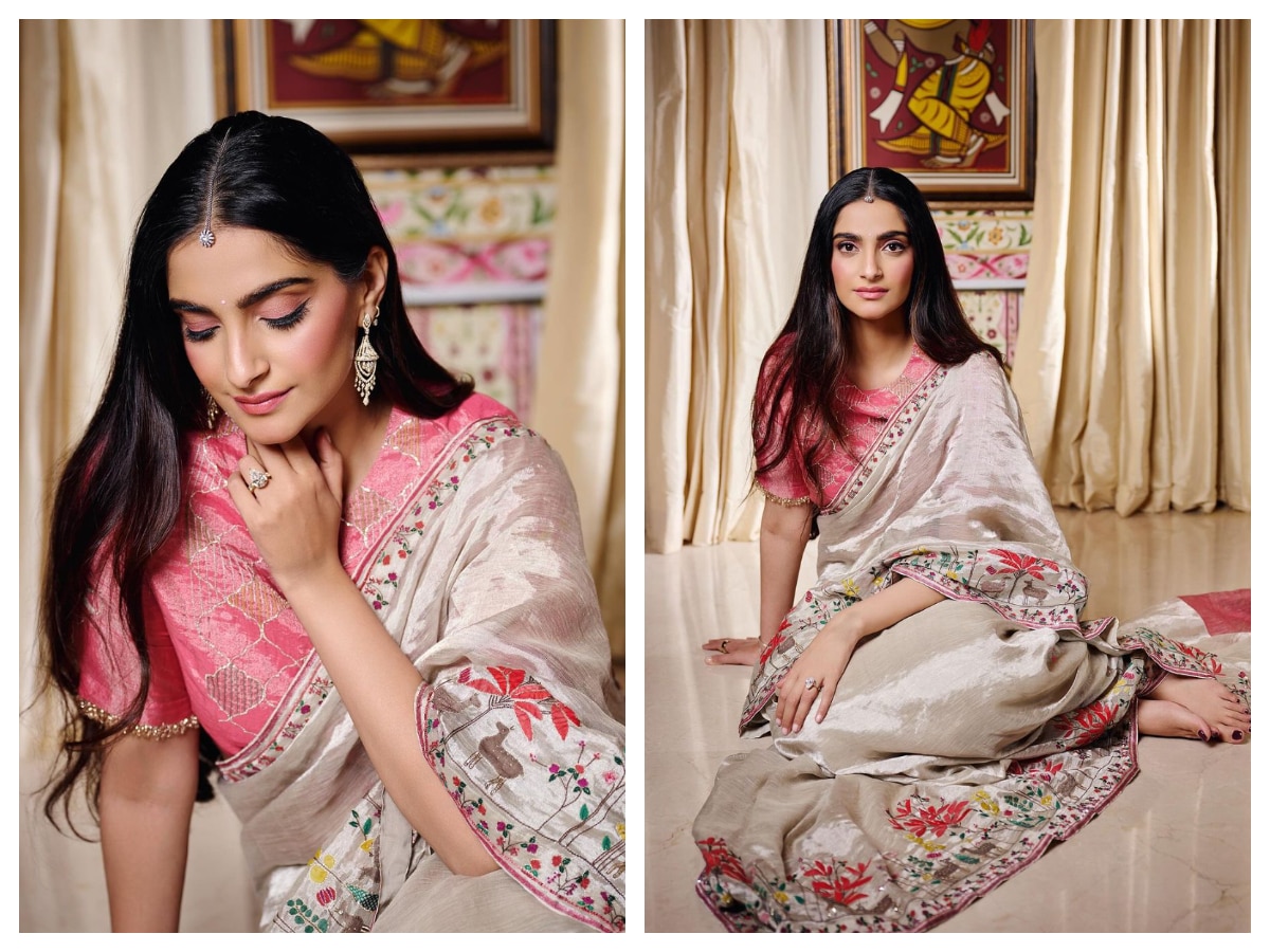 Sonam Kapoor wore a traditional Gujarati “gharchola” saree for a close  friend's wedding reception and we are stunned at how pretty ... | Instagram