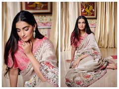 Sonam Kapoor Exudes Elegance In Ivory Saree For Karwa Chauth Celebrations - See Pics