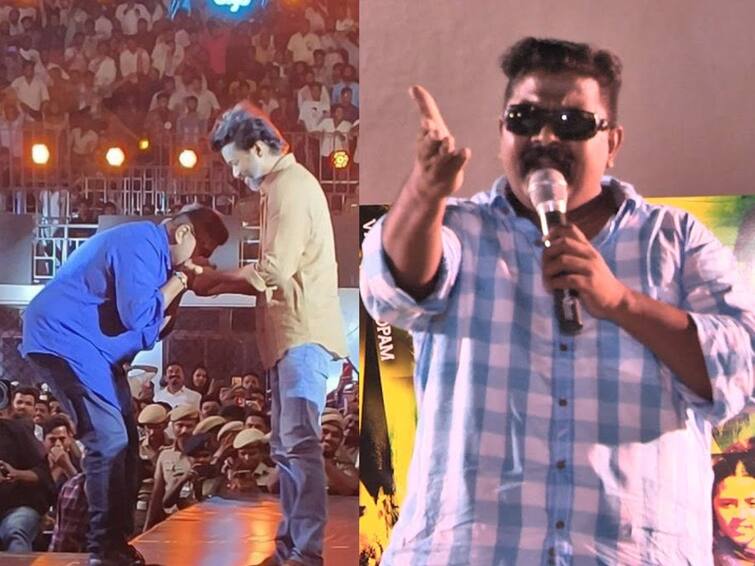 director mysskin fans get disappointed after he bents down before vijay in leo success meet Mysskin:  இவ்வளவு குனியனுமா..  ஏன் சார்? மிஷ்கினை ட்ரோல் செய்யும் அவரது ரசிகர்கள்
