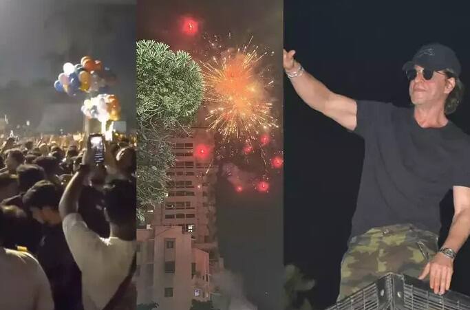 Shahrukh Khan Birthday: Shah Rukh Khan greets fans gathered outside Mannat Shahrukh Khan Birthday: શાહરૂખ ખાનને બર્થ-ડે વીશ કરવા 'મન્નત'બહાર ઉમટ્યા ફેન્સ, અડધી રાત્રે એક્ટરે કર્યું ટ્વિટ