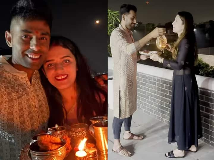 Cricketers on Karwa Chauth: करवा चौथ पर कुछ क्रिकेटर्स की तस्वीरें सामने आई हैं. इनमें सूर्यकुमार यादव, दीपक चाहर और सुरेश रैना जैसे खिलाड़ी शामिल हैं.