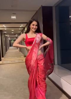 Elli Avrram Photo: રેડ સાડીમાં એલી અવરામે ફેન્સના ધબકારા વધાર્યા, જુઓ તસવીરો