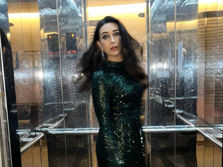 Karisma Kapoor In Black Sequins Dress At Srk Birthday Party See Pics