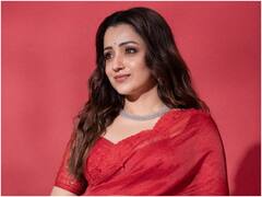 Trisha photos in saree : రెడ్ శారీలో త్రిష - లియో సక్సెస్ మీట్ కోసం