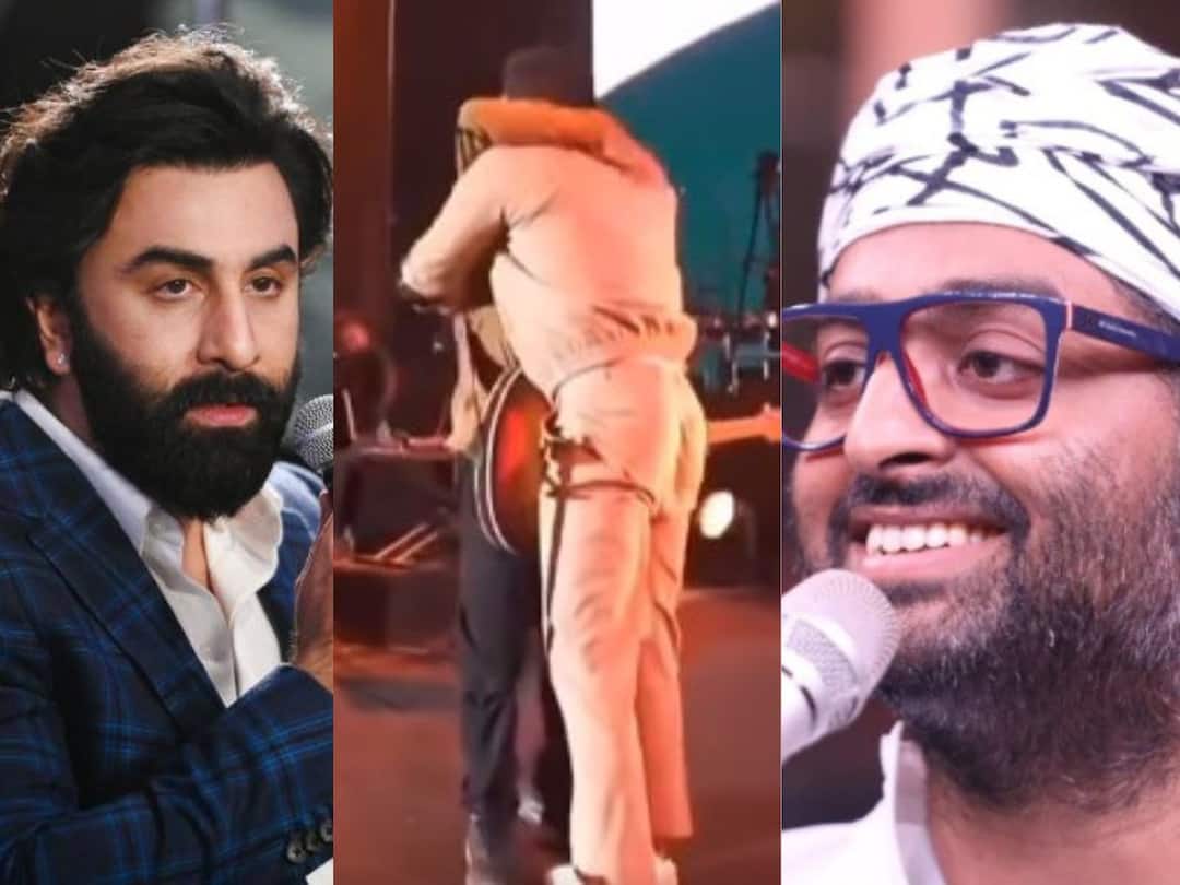Arijit-Ranbir: পা ছুঁয়ে প্রণাম, তারপরেই গলা জড়িয়ে আলিঙ্গন, মঞ্চে অরিজিৎ-রণবীর জুটি দেখে উচ্ছ্বসিত নেটদুনিয়া Ranbir Kapoor and Arijit Singh impress fans as they bend down on their knees to greet each other on stage Arijit-Ranbir: পা ছুঁয়ে প্রণাম, তারপরেই গলা জড়িয়ে আলিঙ্গন, মঞ্চে অরিজিৎ-রণবীর জুটি দেখে উচ্ছ্বসিত নেটদুনিয়া