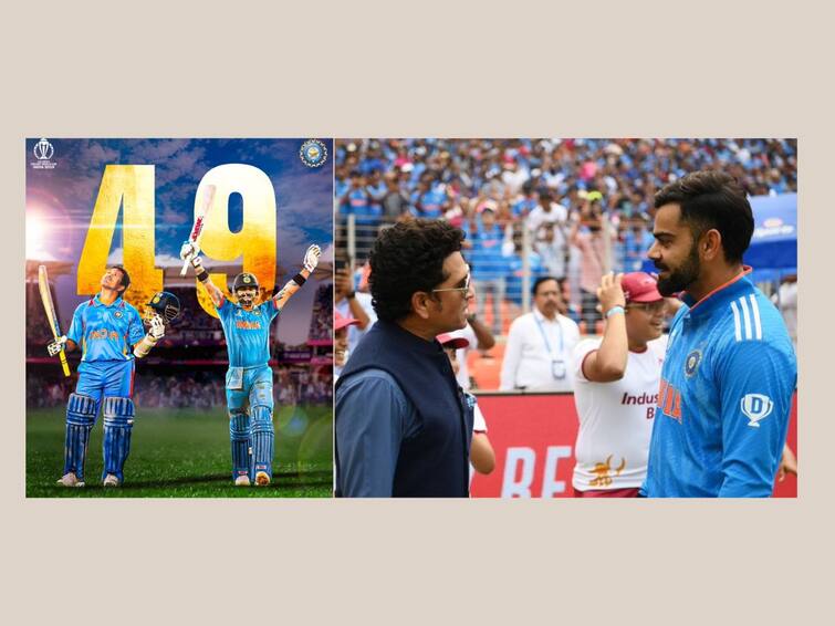 Sachin Tendulkar on Virat  Kohli says I hope you go from 49 to 50 and break my record in the next few days Sachin Tendulkar on Virat  Kohli : माझी पन्नाशी ते तुझी पन्नाशी; कोहलीच्या 'विराट' बरोबरीवर सचिनचा 'क्लासिक स्ट्रेट ड्राईव्ह'!