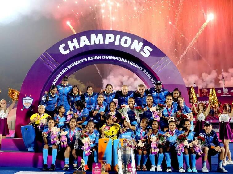 Team India 2nd time chanmpion in Women's Asian Champions Trophy Ranchi 2023 Women's Asian Champions Trophy: ஆசிய சாம்பியன்ஸ் ஹாக்கி போட்டி.. ஜப்பானை வீழ்த்தி 2வது முறையாக சாம்பியன் ஆன இந்திய மகளிர் அணி..!