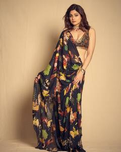 Shamita Shetty Throws Her Charm In A Printed Black Saree; SEE PICS
