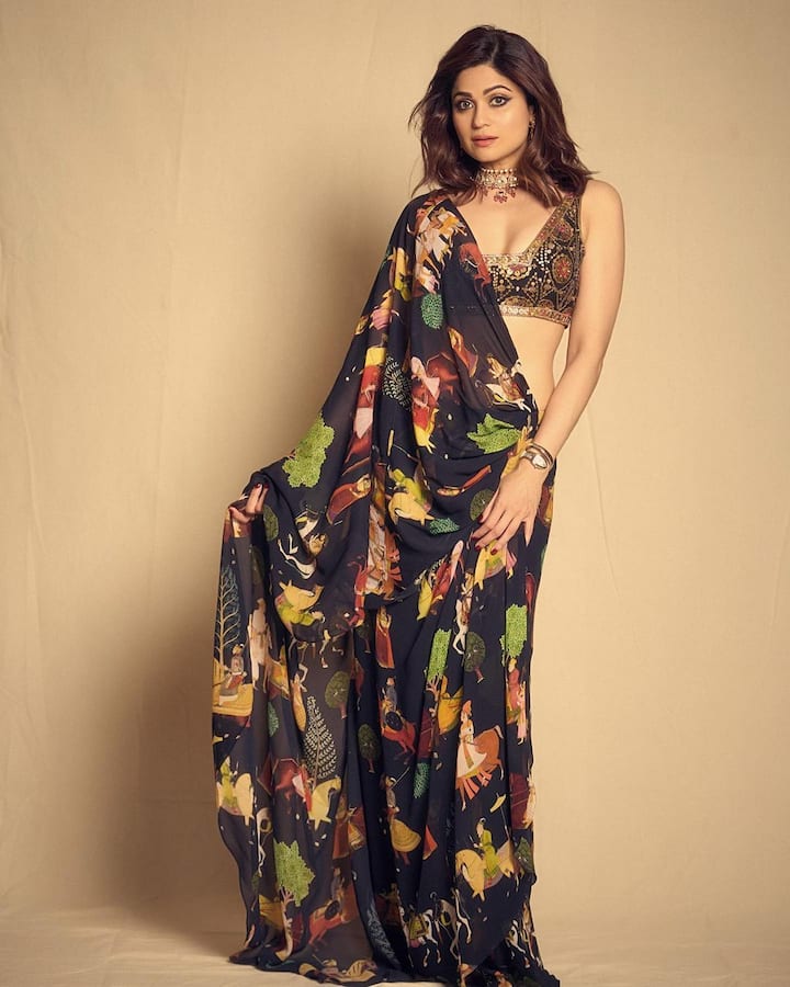 Shamita Shetty attended the star-studded Diwali bash hosted by ace designer Manish Malhotra on Sunday.