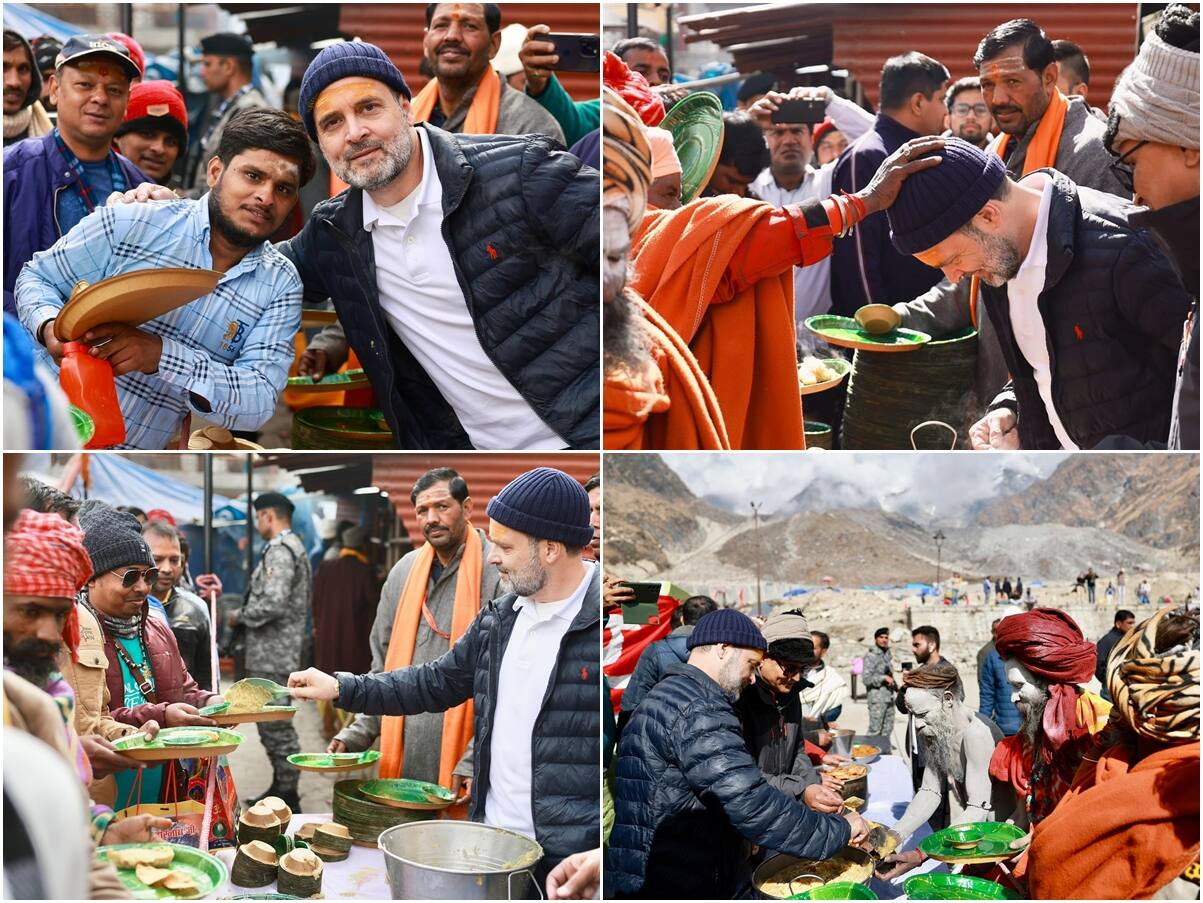 Congress MP Rahul Gandhi Serves Food To Devotees In ‘Bhandara’ At Kedarnath Temple — IN PICS