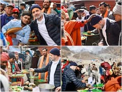 Congress MP Rahul Gandhi Serves Food To Devotees In ‘Bhandara’ At Kedarnath Temple — IN PICS