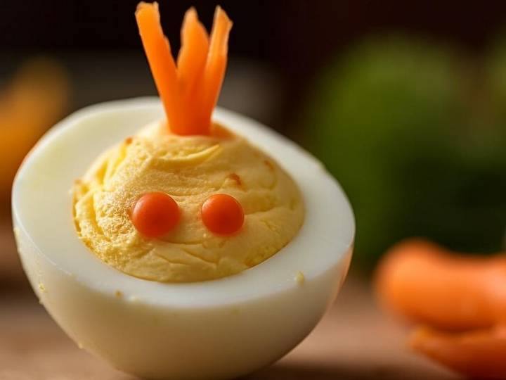 एक बड़े पैन में पानी डालें और उबाल आने दें. अब अंडे डालें और उन्हें 10 मिनट तक उबलने दें. इसी बीच एक पैन में मक्खन डालें और पिघलने दें. इसमें कटे हुए मशरूम और प्याज डालें और उन्हें भूरा होने दें.