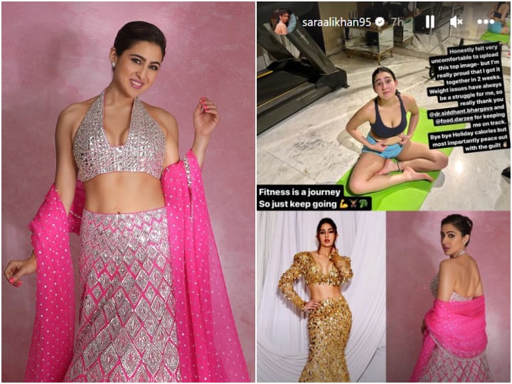 Sara Ali Khan lost belly fat in two weeks shared photo captioned i was uncomfortable to upload Sara Ali Khan ने दो हफ्ते में घटाया बेली फैट, फोटो शेयर कर दिखाया ट्रांसफॉर्मेशन,  लिखा- 'बहुत प्राउड हो रहा है'
