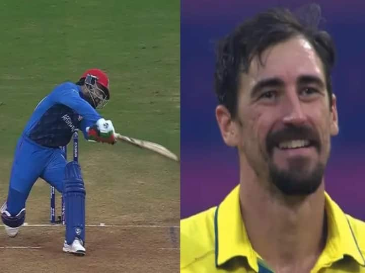 Shot of the Day Rashid Khan's unbelievable pull shot against Mitchell Starc - AUS vs AFG ODI World Cup 2023 Watch Video: இது என்ன ஷாட்! ரஷீத்கான் அடிச்ச சிக்ஸால் மிரண்டு போன மிட்செல் ஸ்டார்க்!