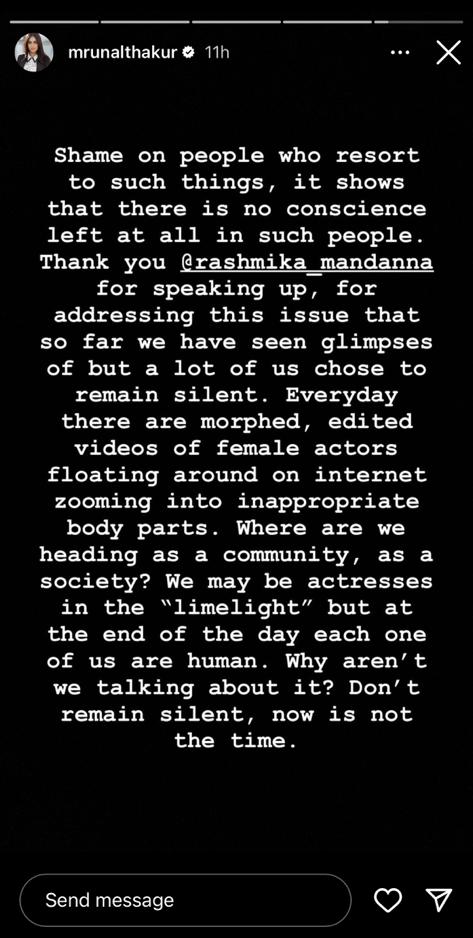 Rashmika Mandanna: डीपफेक व्हिडीओ प्रकरण: नागा चैतन्य ते मृणाल ठाकूर, 'या' कलाकारांनी  व्यक्त केला संताप, रश्मिकाला केला सपोर्ट