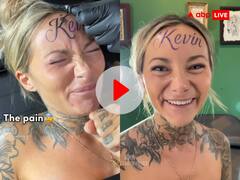 ब्वॉयफ्रेंड के प्यार में दीवानी हुई लड़की, माथे पर गुदवा लिया उसके नाम का टैटू- VIDEO