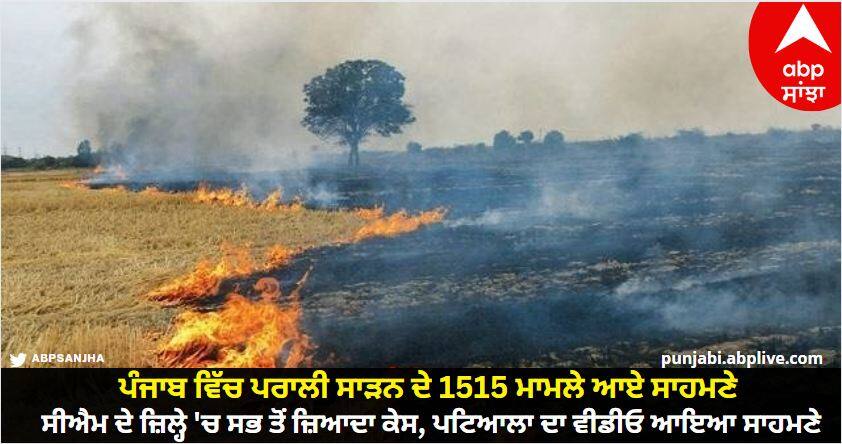 1515 cases of stubble burning reported in Punjab, highest number of cases in Sangrur know details Punjab: ਪੰਜਾਬ ਵਿੱਚ ਪਰਾਲੀ ਸਾੜਨ ਦੇ 1515 ਮਾਮਲੇ ਆਏ ਸਾਹਮਣੇ, ਸੀਐਮ ਦੇ ਜ਼ਿਲ੍ਹੇ 'ਚ ਸਭ ਤੋਂ ਜ਼ਿਆਦਾ ਕੇਸ, ਪਟਿਆਲਾ ਦਾ ਵੀਡੀਓ ਆਇਆ ਸਾਹਮਣੇ