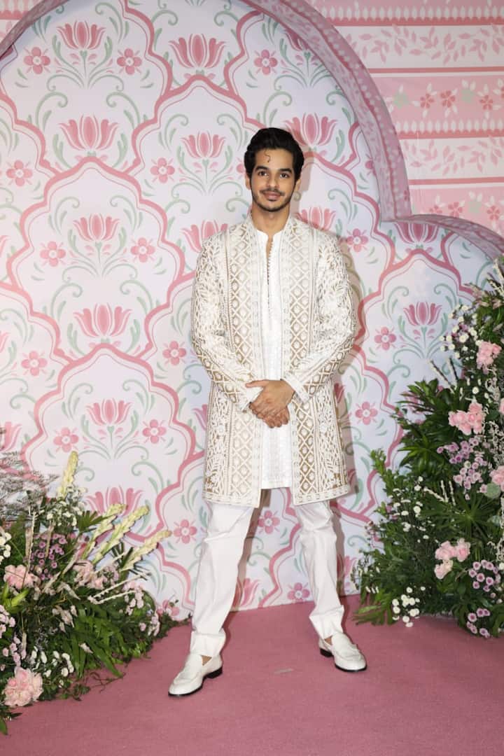 Ishaan Khatter looked suave in a white sherwani and matching shoes.