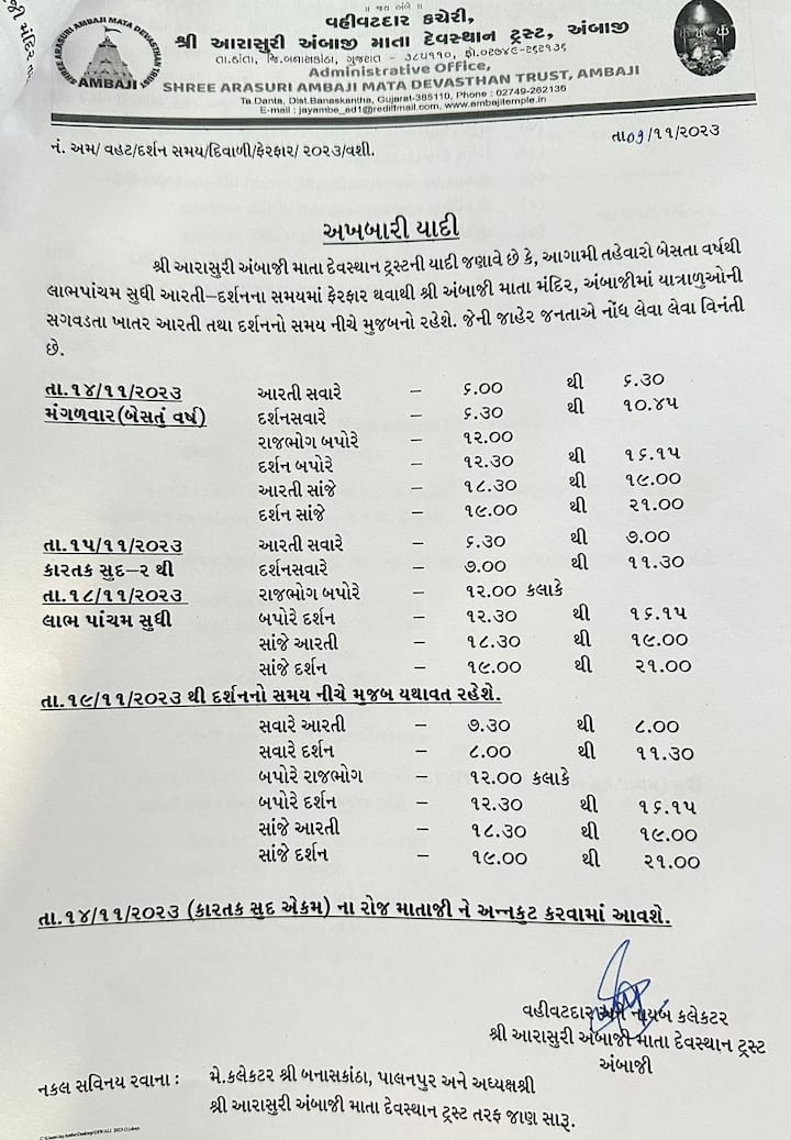 Diwali 2023: નવા વર્ષે અંબાજી અને પાવાગઢના દર્શન-આરતીના સમયમાં થયો ફેરફાર, જતા પહેલા જાણી લો