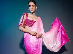 Sanya Malhotra's Barbie-Inspired Pink Sequin Saree Is So Desi; PHOTOS