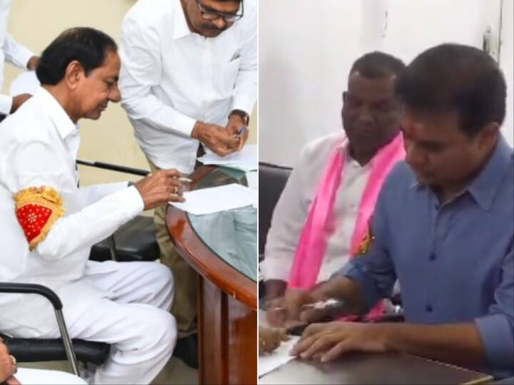 KT Rama Rao who also filed his nomination will be contesting from Siricilla Assembly constituency (Credit: Twitter/@BRS)