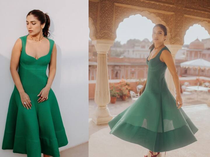 Bhumi Pednekar posted photos from Jaipur. She looked like a fashionable diva in an exquisite green dress.