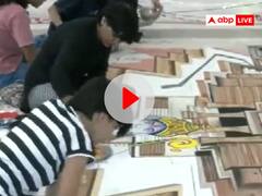गुजरात के सूरत में राम मंदिर की थीम पर बच्चों ने बनाई गजब की रंगोली, मन मोह लेगी डिजाइन, देखें वीडियो