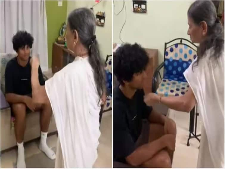 World Cup 2023 New Zealand Star Rachin Ravindra Meets Grandmother Bengaluru Viral Video New Zealand Star Rachin Ravindra Meets His Grandmother In Bengaluru, Video Goes Viral