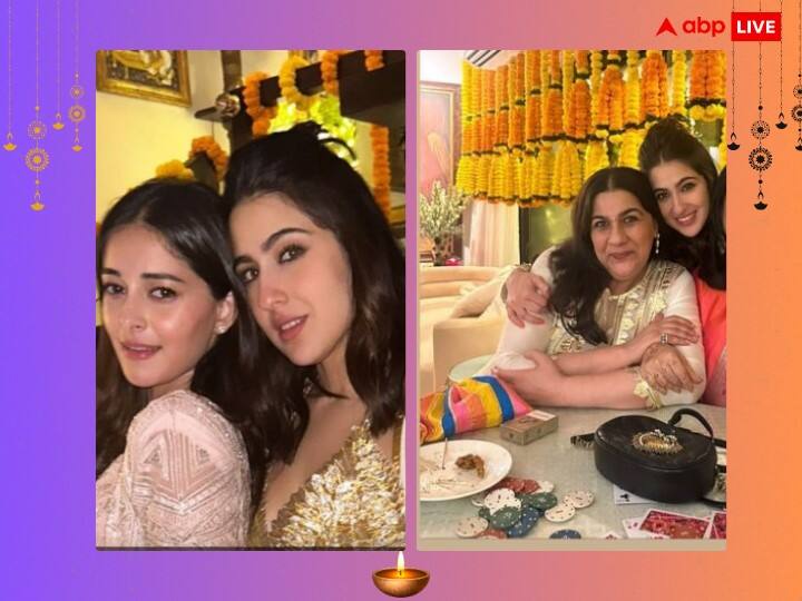 Diwali 2023 Sara Ali Khan Diwali party inside pics viral Ananya Panday Amrita Singh Manish Malhotra Karan Johar Kartik Aaryan Aditya Roy Kapur Diwali 2023: Sara Ali Khan की दिवाली पार्टी की Inside तस्वीरें आई सामने, एक्ट्रेस ने Ananya Panday के साथ दिए पोज,  मॉम अमृता सिंह पर लुटाया प्यार