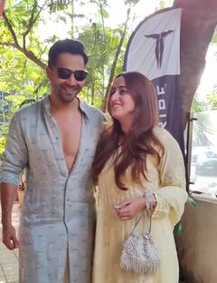 Dhanteras 2023: धनतेरस पूजा के लिए पत्नी के साथ करण जौहर के ऑफिस पहुंचे वरुण धवन, चिकनकारी सूट में बेहद गॉर्जियस लगीं नताशा...